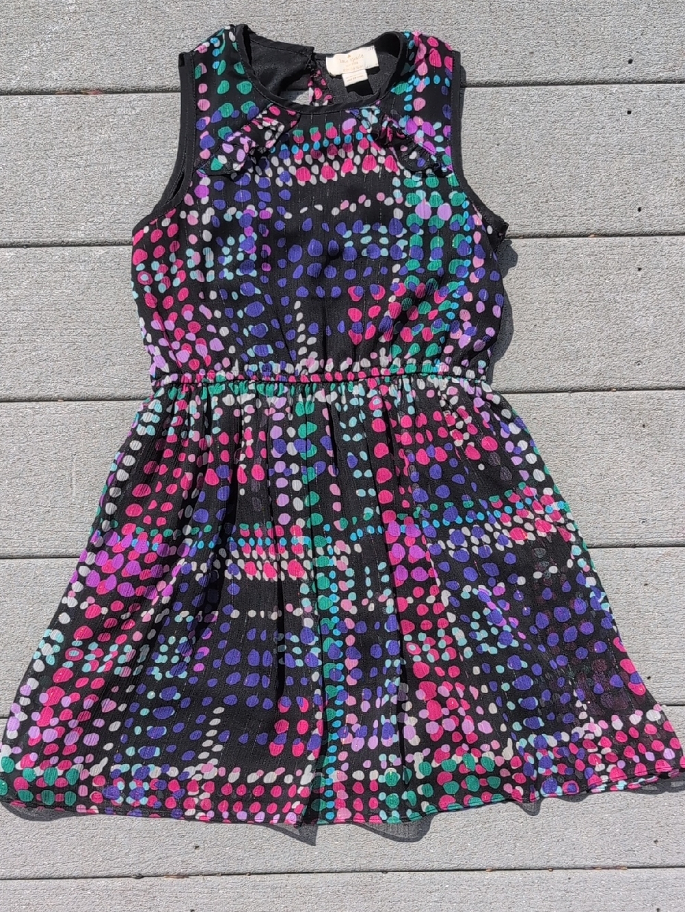 Kate Spade Girls Polka Dot Ruffle Back Sleeveless Dress